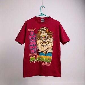 Vintage Pink Graphic T Shirt Large Lion Married With Kids Humor‎ Large